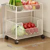 Estante de almacenamiento de verduras para cocina, estantería de almacenamiento multicapa, gabinete de suelo para cestas de verduras, carrito estrecho multifuncional para snacks