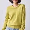 Sudadera gris sin costuras de estilo casual para mujer con hilo moteado de colores, abrigo suéter con capucha, top cálido de punto holgado