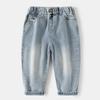Ropa para Niños 2025 Primavera y Otoño Nuevos Jeans para Niños Mayores, Jeans Elegantes Sueltos de Color Sólido con Letras