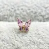 Pendientes de mariposa de aleación de titanio F136 con circonita dorada, piercing labial de titanio G23 con rosca interna y circonita, piercing de lengua, joyería para piercings