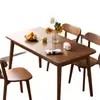 Mesa de comedor y juego de sillas de madera maciza para el hogar, apartamento pequeño, color nogal nórdico, minimalista moderno, mesa de comedor rectangular para restaurante