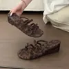 Sandalias de Cuña de Una Tira Estilo Francés para Mujer, Nuevo Modelo Verano 2026, Brisa Suave de Noche, Lazada, Adecuadas para Combinar con Vestidos, Sandalias y Chanclas