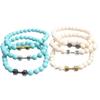 Zhou Lianfa Accesorios Transfronterizos Pulsera de Piedra Volcánica Aleación Negra Mate Mancuerna Pulsera de Energía Pulsera de Cuentas para Yoga