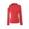 A1023-26 Nuevo Estilo de Principios de Primavera Estilo Europeo y Americano Sencillo y Único Diseño Bardot Manga Larga Ajustado Top Básico Camiseta