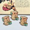 Parche Acrílico de Oso Lindo de Dibujos Animados con Línea de Perlas Coreano DIY Horquilla Broche Calcomanías para Refrigerador Accesorios