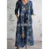 2026 Nuevo Estilo Europeo y Americano de Comercio Exterior Transfronterizo Vestido Casual de Verano Holgado con Cuello en V y Mangas Largas Impreso en 3D para Mujer