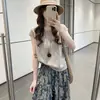 Suéter tejido casual de cuello redondo para mujer, verano 2026, delgado, holgado, jersey, estilo perezoso, elegante, rejuvenecedor, top versátil