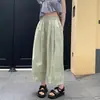 Pantalones globo de algodón puro pantalones rectos acampanados dulces pantalones de pierna ancha sueltos de cintura alta de verano para mujer