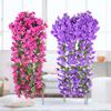 Flores violetas colgantes de simulación, flores de boda encriptadas, flores de seda montadas en la pared, decoración de cesta colgante para escaparate, flores artificiales, venta al por mayor de hortensias