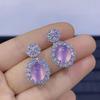 Brincos Elegantes de Calcedônia Rosa Tipo Gelo em Formato de Ovo de Pombo com Pino de Prata 925 Moda Ágata Brincos de Jade para Mulheres Atacado