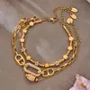 Misterio y Elegancia: Pulsera de Cuentas Estrella de Zircón 5A de Lujo Ligero Europeo y Americano, Acero Inoxidable Oro Real de 18K Joyería de Gama Alta para Mujeres