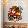 BRUP Pegatina de Pared Navideña Cálida Papá Noel Chimenea Tomando Té Pegatina de Pared Autoadhesiva Visual 3D BR2349C