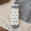 Calcetines de otoño e invierno para mujer estilo coreano, a media pantorrilla, jacquard de lunares, sin costuras, transpirables, calcetines estilo ballet, azul