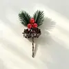 Mini Árbol de Navidad Piña Fruta Roja Adornos Colgantes Decoración de Caja de Regalo Flores Artificiales Polvo de Nieve Hojas de Pino Venta Directa de Fábrica