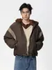 Ropa Mtl Ropa para Hombre Patchwork Retro Felpa con Capucha Bloques de Color Lona Ropa de Trabajo Acolchada Versátil Chaqueta y Chaqueta de Algodón