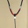 Collar con Cordón y Colgante de Nudo Vajra Hecho a Mano, Cordón para Colgante de Jade, Cordón Tejido, Cordón para Hombre, Cordón para Mujer, Ajustable