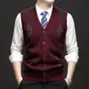 Novo colete de tricô masculino da Amazon, estilo coreano, solto, casual, sem mangas, com forro de fleece, colete masculino quente