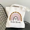 Bolsa de Lona Estampada Arco-Íris Professor Dia do Professor Bolsa de Ombro Estudante Moda Portátil Bolsa de Compras Comércio Exterior
