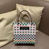 Bolsa Tejida de Plástico Nueva, Bolsa Tejida Hecha a Mano de Gran Capacidad, Bolsa Tejida de Moda y Versátil, Bolsa de Bambú para Vacaciones en la Playa