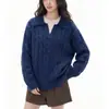 Suéter de dos piezas splicing estilo POLO retro, unisex, nuevo estilo otoño e invierno, tejido casual y de alta gama para parejas