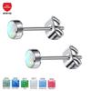 Pendientes de titanio G23 con incrustaciones de aguja fina Aobao, hebilla de mariposa, pendientes sencillos de aleación de titanio para piercing corporal.