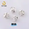 Contas de abóbora com listras verticais redondas banhadas a ouro 18K real contas de melancia ocas que preservam a cor envolvidas em ouro 14K contas para pulseira DIY