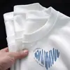 Camiseta Unisex de Algodón Puro Pesado Cuello Redondo Manga Corta Estilo Chino Verano Tendencia Capa Base Ins Camiseta Manga Corta