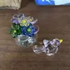 Zibo Cristal Mini Flor Punta del Dedo Pájaro Ramo Adorno de Cristal Regalo Nicho Flor Eterna Decoración de Escritorio Cristal