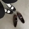 Confortável para o Dia a Dia Patchwork de Pele de Ovelha Aumento de Altura Mary Jane 2026 Outono Salto Baixo Bico Redondo Couro Genuíno Velcro Sapatos Femininos