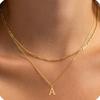 Amazon Transfronterizo Nuevo Collar con Colgante de 26 Letras de Oro de 18K Cadena de Clavícula en Capas Moderna y Exquisita Juego de Dos Piezas para Mujer