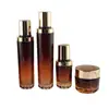 Set de frascos de vidrio para cuidado de la piel, en stock, venta directa, 30-120 ml, con rayas verticales, para tónico, loción y sérum, 30 g y 50 g para crema facial