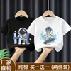 Camiseta Casual de Verão para Meninos Pequenos e Crianças, Manga Curta Estilo Verão 2026 Nova Camiseta Tendência 100% Algodão Manga Meia