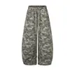 Pantalones deportivos camuflaje retro estilo americano Magic Bear, corte holgado, estilo high-street, diseño de pierna curva, pants rectos para entrenamiento, pantalones casuales de pierna ancha