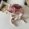 Sombrero Lei Feng de Felpa Estilo Fair Isle Vintage para Mujer, Gorro Grueso de Invierno con Orejeras, Diseño que Adelgaza el Rostro, Gorro de Punto con Cierre de Corbata