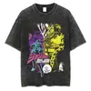 Camiseta Vintage Lavada Masculina Verão Hip Hop Streetwear