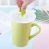 Tapa Creativa de Silicona para Taza de Cactus Redonda Dibujos Animados Taza de Té Antipolvo a Prueba de Fugas Multifuncional Tapa Sellada para Taza