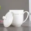 Taza de Cerámica Blanca Phnom Penh de Jingdezhen para Conferencias con Tapa Taza de Recepción de Hotel Taza para Beber de Oficina