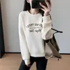 Terciopelo de arroz estilo coreano, bordado de terciopelo con cuentas, diseño de letras, efecto adelgazante, sudadera de hombros caídos para mujer, nueva colección otoño/invierno 2026, C0917W
