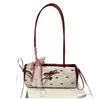 Bolsa de Ombro Seersucker Doce e Fresca 2025 Estilo de Hong Kong Casual Bolsa de Ombro com Laço Bolsa Transversal Simples e Fashion