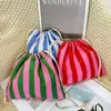 Bolsa de Algodón Rayado de Algodón Puro con Cordón y Bolsillo, Bolsa Plana de Algodón con Cordón, Bolsa de Empaque a Prueba de Polvo para Regalo, Personalizada por el Fabricante
