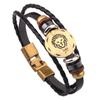 Pulsera de Cuero Explosiones Transfronterizas Tejida a Mano Doce Constelaciones Pulsera de Cuero de Vaca Simple Retro Pulsera para Parejas Venta al por Mayor