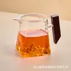 Taza de Compartir de Vidrio de Borosilicato Personalizada, Resistente al Calor, Transparente, con Asa Lateral de Madera Maciza, Tetera Cuadrada para Compartir, Recipiente para Preparar Té