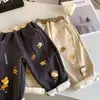 ¡Pantalones para niños con forro polar! Pantalones casuales cálidos de invierno para niño con bordado de caricatura, forro polar, modernos