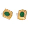 Pendientes Ins de Moda Europea y Americana Retro Elegantes Personalizados de Acero Inoxidable Chapado en Oro de 18K Geométricos Hexagonales Tipo Escudo para Mujer