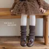 Calcetines de algodón Shoeshang para niñas para otoño e invierno, engrosados y cálidos, hechos de lana de oveja, calcetines apilables estilo coreano para niñas para combinar con leggings