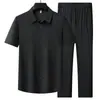 Camisas Masculinas Estilo Verão 2026 para Homens de Meia-Idade, Conjuntos Casuais Finos de Manga Curta de Verão para Pais, Conjuntos de Duas Peças para Meia-Idade e Idosos
