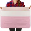 Cesta de Armazenamento Tecida com Fio de Algodão Amazon para Lanches, Cesta de Armazenamento para Itens Diversos, Cesto de Roupas Sujas, Cesto de Brinquedos Artesanal de Grande Capacidade