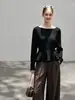 Nuevo Top Elegante Versátil de Punto Canalé con Volantes Estilo Francés para Mujer