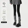 Leggings de cintura alta para mujer con finas rayas verticales, forrados de felpa y engrosados para otoño e invierno, mallas de compresión grises para usar como prenda exterior