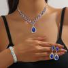 Suministro transfronterizo de Europa y Estados Unidos conjunto de joyería de collar y pendientes de cristal con forma de gota de agua de color blanco cálido azul verde rojo juego de 4 piezas
